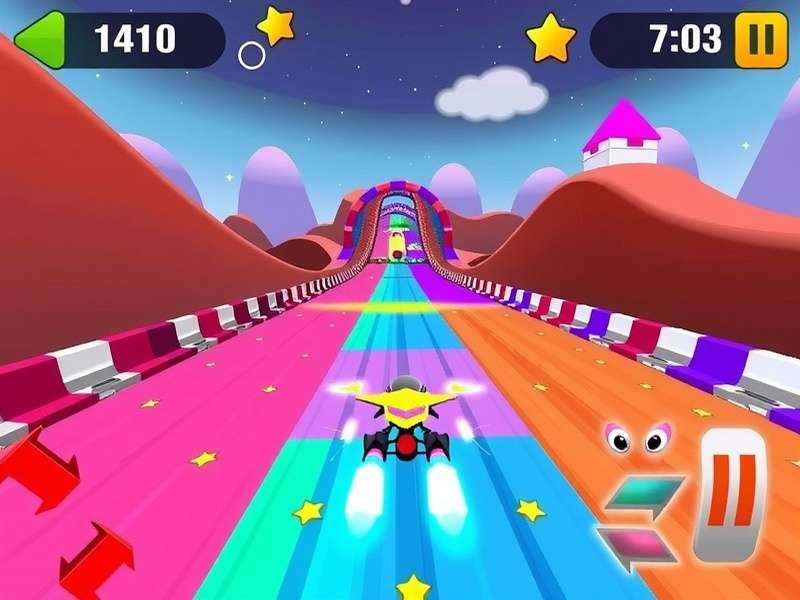 Holi Velocity Star game screenshot showing colorful racing tracks